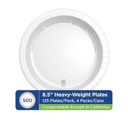 Georgia-Pacific Dixie Ultra 8 1/2 Inch Heavy-Weight Paper Plates, White, 500 Count, Bulk Case, 4 Packs/125 Count Per Pack, SXP9W