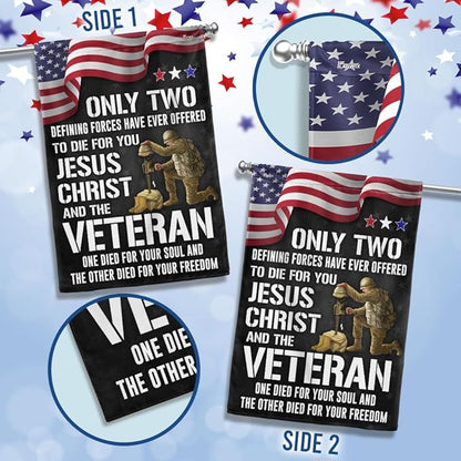 FLAGWIX American Flag - Veteran Flag Only Two Defining Forces Have Ever Offered To Die For You MLN2751F, House Flag (29.5" x 39.5") - USA Flags Premium Polyester - Decorative Indoor Outdoor Flag