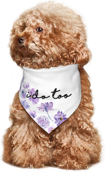 I Do Too Dog Wedding Bandana,Married Puppy Pet Bandanas Accessories,Wedding Photo Prop for Dog Lover Pet Scarf Accessories (Purple Flowers)