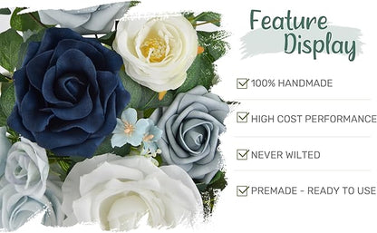 Arch Flower Kit of 2 - Artificial Floral Swag for Wedding Welcome Sign, Reception Ceremony Signs, Chair Decor (Dusty Blue & Ivory)