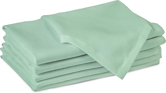 Encasa XO Mint Green Cloth Napkins Set of 6, 17"x17" | Solid Color Cotton Dinner Napkins | Washable & Reusable Napkins for Dining Table Fall Decoration, Holiday & Christmas Festivals