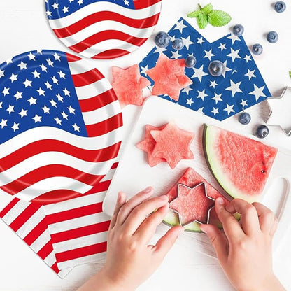 50Pcs USA Flag Paper Plates 7inch American Flag Plates,4th of July Paper Plates,4th of July Themed 4th of July Party Supplies,for Memorial Day,Veterans Day, Independence Day Party Supplies Decor