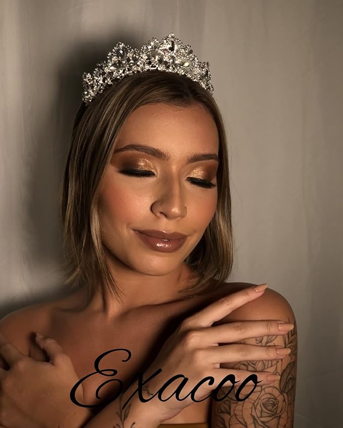 Silver Tiara Wedding Tiaras and Crowns for Women Rhinestone Queen Tiara for Women Princess Crown Birthday Tiara Headbands for Wedding Prom Bridal Party Halloween Costume Christmas Gifts