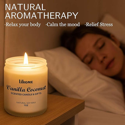 Candles Gifts for Women - Natural Soy Wax Candle for Home Scented Perfect for Christmas, Birthday, Mother's Day, Vanilla Coconut Candles