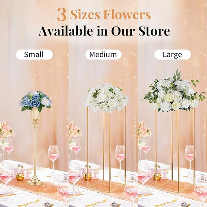 NUPTIO Flower Ball Arrangement Bouquet - 10 Pcs 9.5 inch Diameter Dusty Blue Fake Flowers Roses Balls for Centerpieces Tables - Artificial Rose Arrangements for Wedding Centerpiece Table Decorations