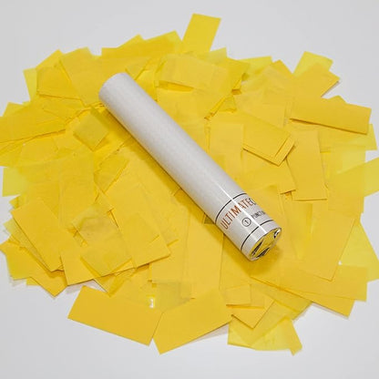 Ultimate Confetti Flick Stick Launcher - Handheld 6" Confetti-Launcher Wand, Flick to Launch Biodegradable Tissue Confetti (Yellow, 8 Confettis Launchers Tubes, 2 Handful of Confeti per Wand, 1.5oz)