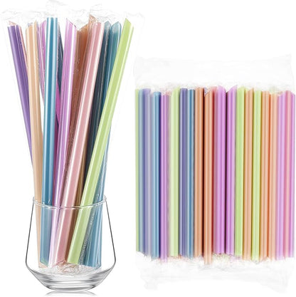 Tessco for you 600 Pcs 9.84 Inch Smoothie Straws Bulk Disposable Bubble Tea Straws Large Plastic Individually Wrapped Colorful for Tall Homemade Milkshakes (Morandi Color)