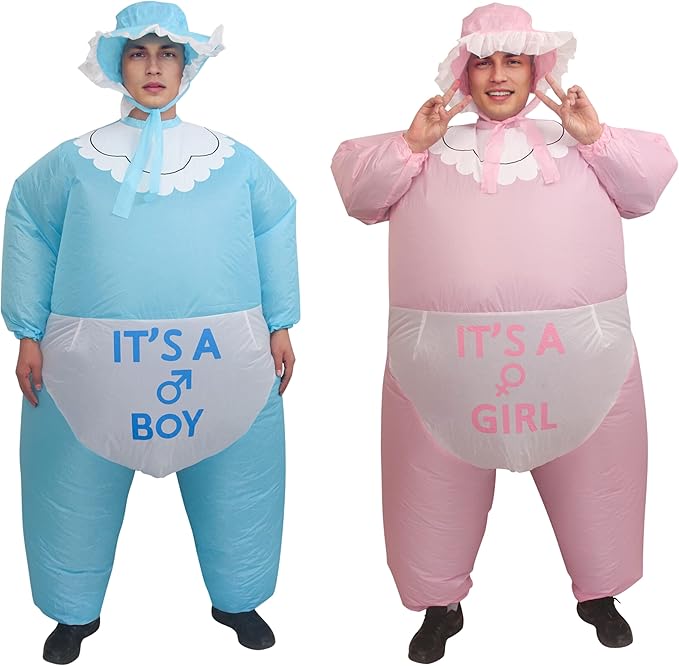 IRETG Inflatable Baby Costume for Adults Funny Blow Up Costume for Baby Shower Gender Reveal Party