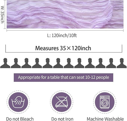 12 Pack Lavender Cheesecloth Table Runner 10Ft Boho Gauze Cheese Cloth Romantic Lilac Table Runner for Wedding Bridal Shower Birthday Party Fall Thanksgiving Table Decor (Light Purple)