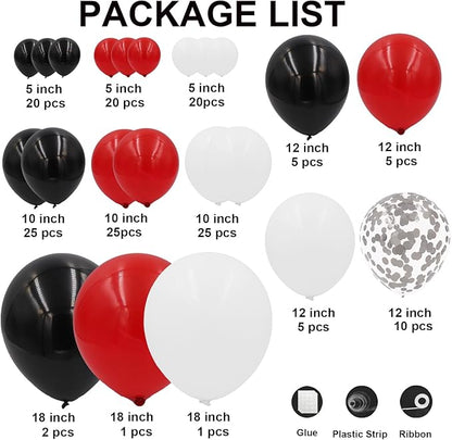 Red Black and White Balloon Arch Kit 164pcs Red White and Black Balloons with Confetti Balloons for Graduation Baby Shower Birthday Prom Party Decorations Supplies