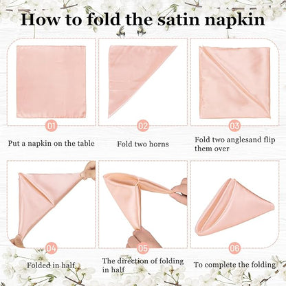 Bailarina 40 Pack Rose Gold Satin Napkins,17x17 Inches Wedding Napkins Square Soft Silky Table Napkins Bulk Decorative Elegant Cloth Napkin for Party Decoration, Banquet,Wedding,Graduation