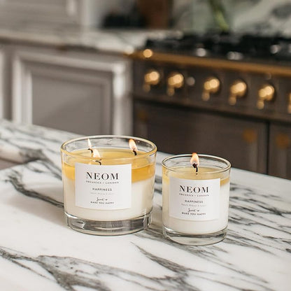 NEOM- Happiness 1 Wick Candle | Neroli, Mimosa & Lemon | Essential Oil Aromatherapy Candle