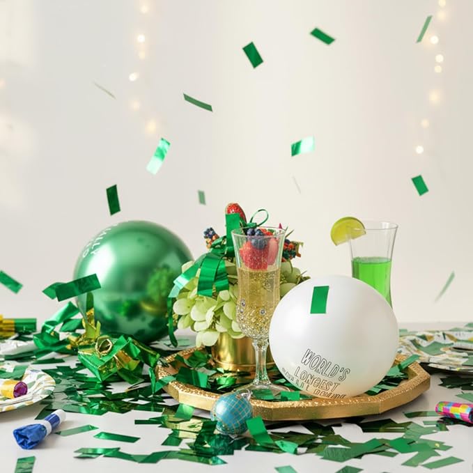 Sumind 200 Grams Gold Silver Large Metallic Confetti Rose Glitter Throwable Table Scatter Foil Confetti for Christmas Birthday Party Baby Shower Graduation Wedding Celebrations(Green)