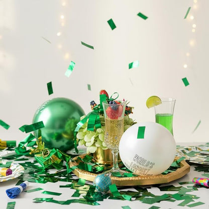 Sumind 200 Grams Gold Silver Large Metallic Confetti Rose Glitter Throwable Table Scatter Foil Confetti for Christmas Birthday Party Baby Shower Graduation Wedding Celebrations(Green)