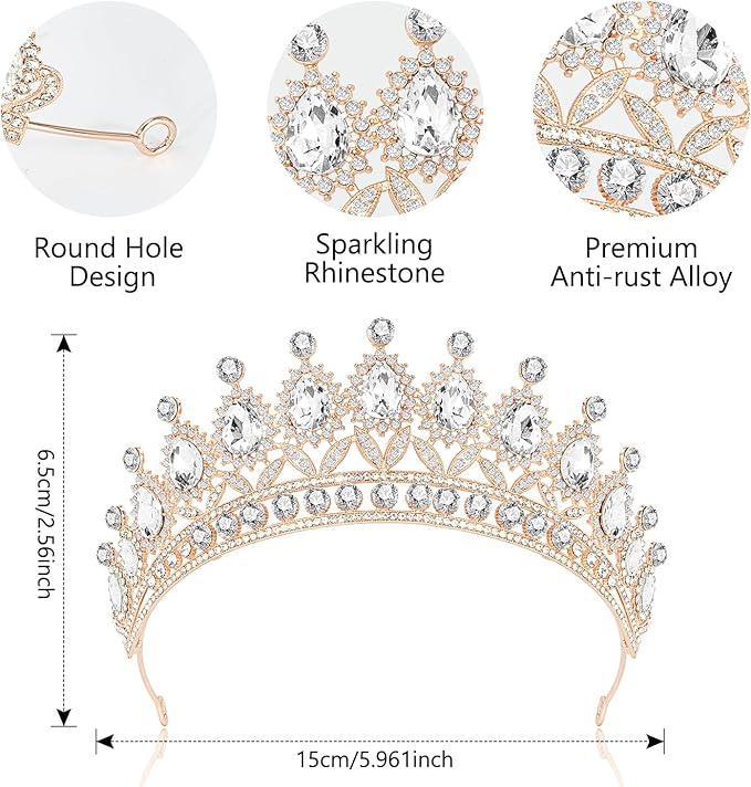 3 Pack Crystal Tiara and Princess Crown,Bridal Wedding Queen Headbands Prom Pageant Birthday Party Hair Accessories