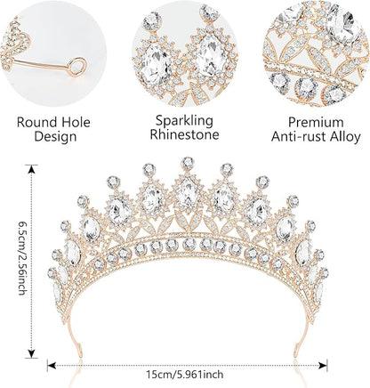 3 Pack Crystal Tiara and Princess Crown,Bridal Wedding Queen Headbands Prom Pageant Birthday Party Hair Accessories