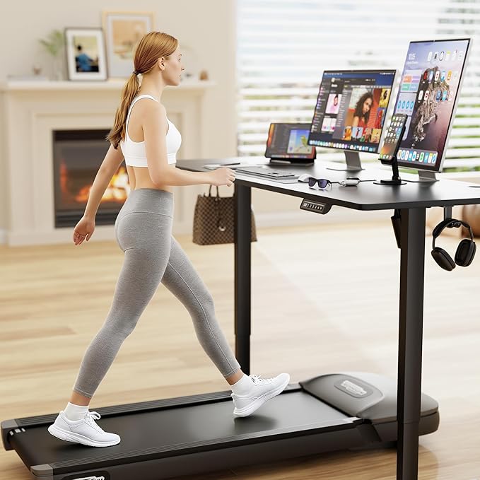 Furmax Electric Standing Desk, 63 x 24 Inches Sit Stand up Desk, Sit Stand Height Adjustable Home Office Desk with 4 Height Position Memory - with Splice Board (Black, 63)