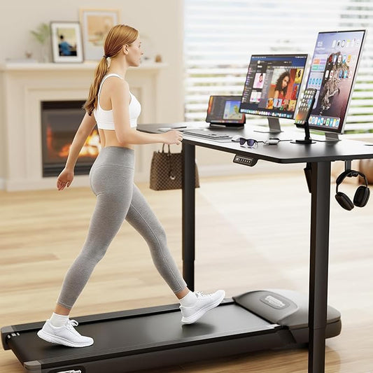 Furmax Electric Standing Desk, 63 x 24 Inches Sit Stand up Desk, Sit Stand Height Adjustable Home Office Desk with 4 Height Position Memory - with Splice Board (Black, 63)