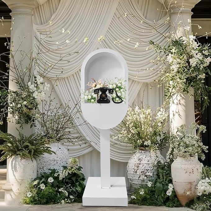 Audio Guest Book Phone Booth Stand, Romantic Audio Guestbook Telephone Booth for Wedding Birthdays Party Graduation Baby Shower Retirement Special Occasions Decoration