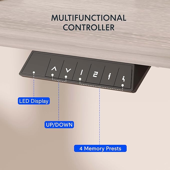 FLEXISPOT EN1 One-Piece Standing Desk with 1-Inch Thick Desktop, 55"x28" Electric Height Adjustable Desk for Home Office & Multi-Device Workstations, Gray Wood