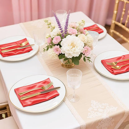 Bailarina 120 Pack Red Satin Napkins,17x17 Inches Wedding Napkins Square Soft Silky Table Napkins Bulk Decorative Elegant Cloth Napkin for Party Decoration, Banquet,Wedding,Graduation