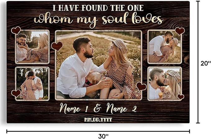 Dem Canvas Personalized Canvas Prints: 'I Have Found The One' - Couple Romance & Wedding Gifts, Custom Anniversary & Valentine Canvas Art (30x20)