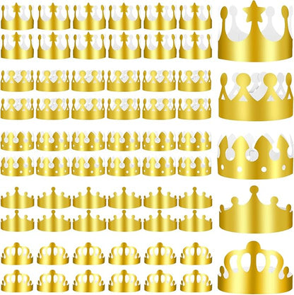 60 Pieces Paper Crowns Hat Gold Birthday Party Crown Hats for Birthday Celebration Baby Shower Photo Props