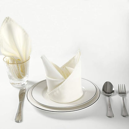 Cloth Napkins 20x20 inch Washable Polyester Dinner Napkins Soft Table Napkins for Wedding Party Dining Banquet(Ivory,25PCS)