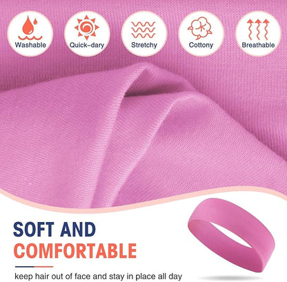 Hotop 20 Pcs Sport Stretchy Headbands for Girls Women Non Slip Soft Fabric Elastic Headband Bulk for Yoga DIY Team Gifts