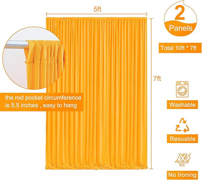 Marigold Backdrop Curtain for Parties Wrinkle Free Orange Photo Curtains Backdrop Drapes Fabric Decoration for Wedding Birthday Party Baby Shower 5ft x 7ft,2 Panels