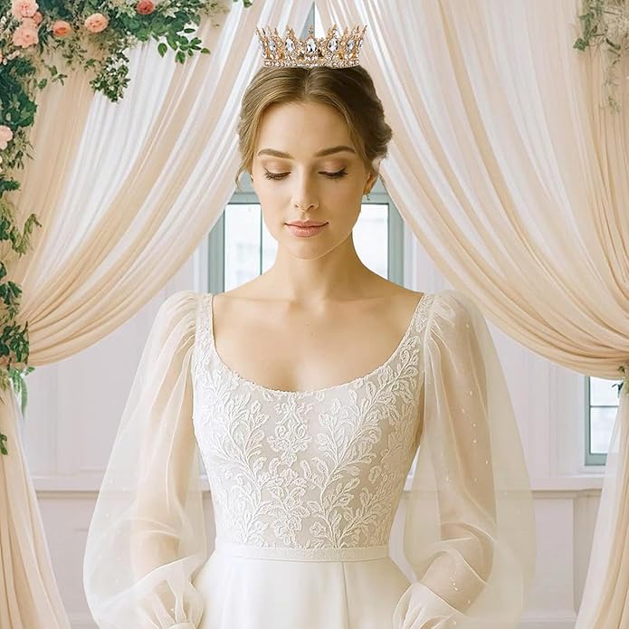 Gold Crown for Women, Crystal Queen Tiaras Headband Wedding Bridal Hair Accessories, Birthday Party Prom Cake Topper