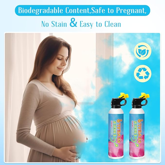 Merear Large Gender Reveal Fire Extinguisher 2 Packs, Gender Reveal Ideas, Baby Boy Reveal Party Ideas 100% Biodegragable for Gender Reveal Decorations (Blue)