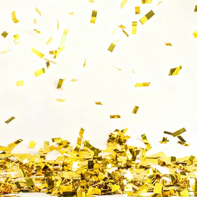 Sumind 200 Grams Gold Silver Large Metallic Confetti Rose Glitter Throwable Table Scatter Foil Confetti for Christmas Birthday Party Baby Shower Graduation Wedding Celebrations(Gold)