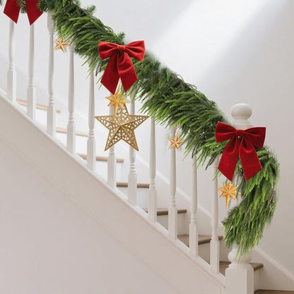 6ft 2Pcs Norfolk Pine Garland - Realistic Christmas Greenery Garland with Real Touch PE Leaves for Mantle, Table, Fireplace, Indoor, Outdoor Christmas Decorations