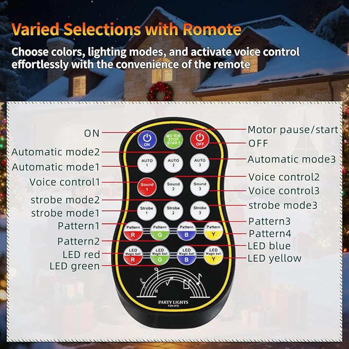 YSH Disco Ball Strobe Lights, Sound Control Party Lights with Remote DJ Lighting for Family Room Prom Birthday Karaoke, New Year's Eve Christmas Decoration（Animation is a Christmas Element）