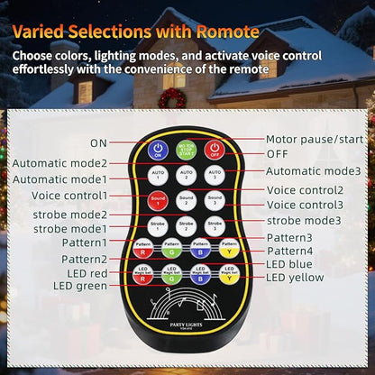 YSH Disco Ball Strobe Lights, Sound Control Party Lights with Remote DJ Lighting for Family Room Prom Birthday Karaoke, New Year's Eve Christmas Decoration（Animation is a Christmas Element）