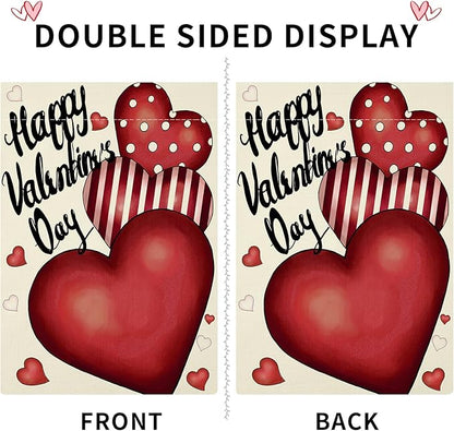 Valentines Day Garden Flag 12x18 Inch Double Sided Love Heart Small Seasonal Valentine’s Day Flag Yard Outdoor Flag Decoration
