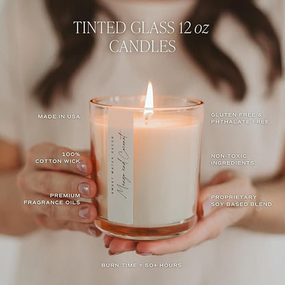 Sweet Water Decor Spa Day Scented Soy Candles – Sea Salt, Jasmine, Wood, Cream – Cozy Vacation Aroma – 50 Hour Burn – 12oz Tinted Glass Jar for Home Decor and Bedroom Decor