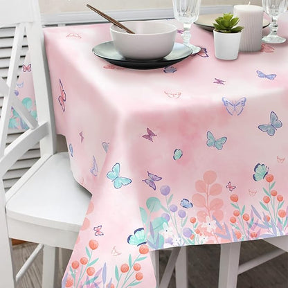 Gatherfun Butterfly Disposable Tablecloth, Plastic Table Cover for Kid’s Birthday Party, 3 PCS, 54”x 108”