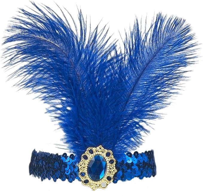 Feather Headpiece Sequins Headbands 1920s Flapper Showgirl Headpieces for Women Girls Carnival Party Accessories