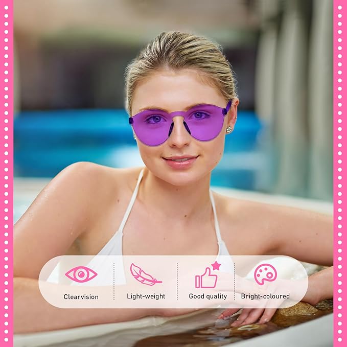 Pibupibu 48 Pack Mixed Rimless Party Sunglasses Bulk for Women Men, Fun Colorful Glasses Bachelor Party Glasses