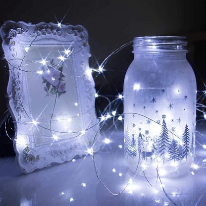 6 Pack Fairy Lights Battery Operated with Timer Silver Wire Mini 13FT 40LED Waterproof Cuttable Twinkle Christmas String Lights for Home Bedroom Wedding DIY Centerpiece Birthday (White)