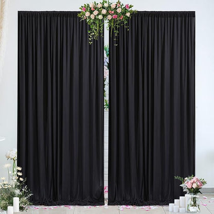 10 x 10 FT Black Backdrop Curtains for Parties, 10ft Long Curtains for Backdrop Wrinkle-Free Polyester Black Photo Drapes Soft Fabric with Rod Pockets for Birthday Wedding Ceremony Prom Events RIP
