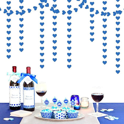 Royal Blue Party-Decoration Heart Garland - 52ft 21st Birthday Bachelorette Hanging Backdrop Streamers,Graduation Engagement Wedding Christmas Banner Decor Supplies Lasting Surprise