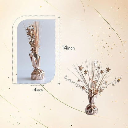 12 Pack Metallic Rose Gold Foil Spray Centerpieces Stars Brust Table Centerpieces for Wedding Birthday Anniversary Holiday Party Decor, Metallic Star Balloon Wights for Party