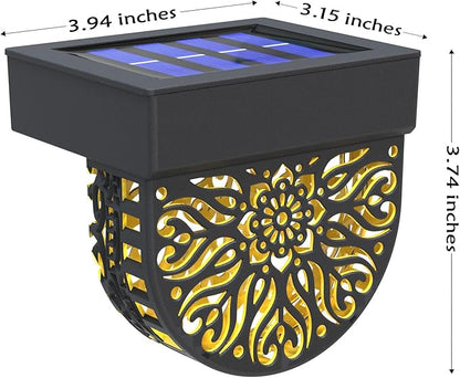 6 Pack Solar Fence Lights Outdoor Wall Lights Plastic Solar Powered Deck Step Stair Lights Moon Theme Waterproof Fence Solar Light for Garden Post Patio Backyard Yard Decor (Black, 6 Pack)