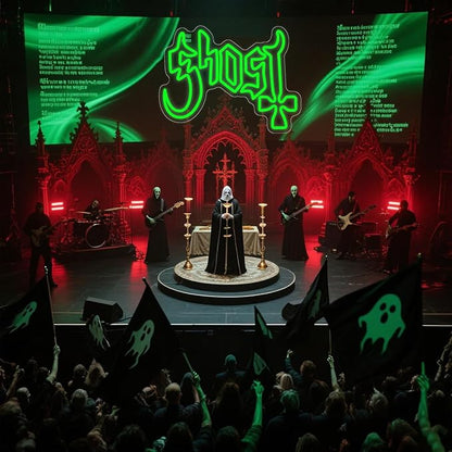 Gothic Band Neon Sign, Green LED Wall Light, Mysterious Rock Music Decor, Occult Aesthetic Room Light (12.2"x16.5")