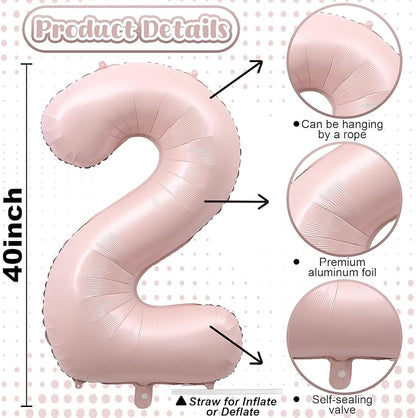 Light Pink 21st Birthday Balloon for Women, 40'' Self Inflating Mylar Number 21 Balloons, Big Blush Pastel Pink Foil 2 & 1 Helium Balloon for Her Boho Coquette 12th 21st Birthday Party Decorations