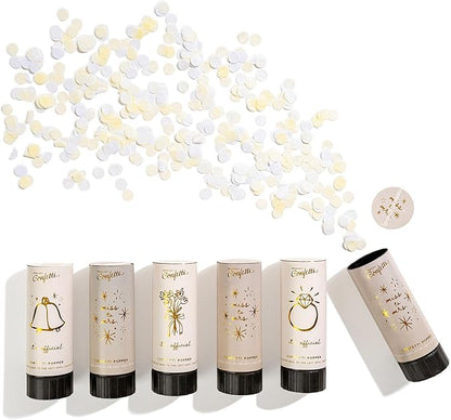 Cue the Confetti Bridal Box (6 Confetti Poppers) – Biodegradable Confetti Poppers for Engagement Parties, Bridal Showers, Wedding, & More – Eco-Friendly & Spring Loaded for Noise Free Fun.