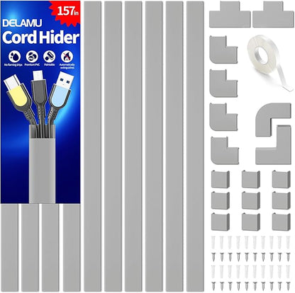 Delamu 157in Delamu Cord Hider Wall for Wall Mounted TV, Wire Hider Kit